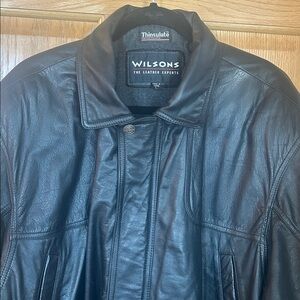 Wilson Black Leather Military Jacket. Size L. Good condition.